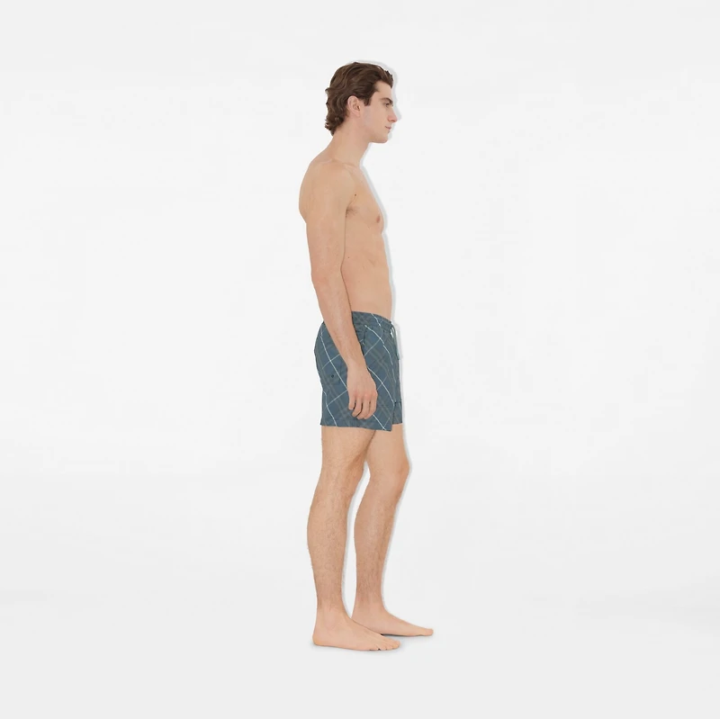 Check Swim Shorts in Pewter - Men | Burberry® Official