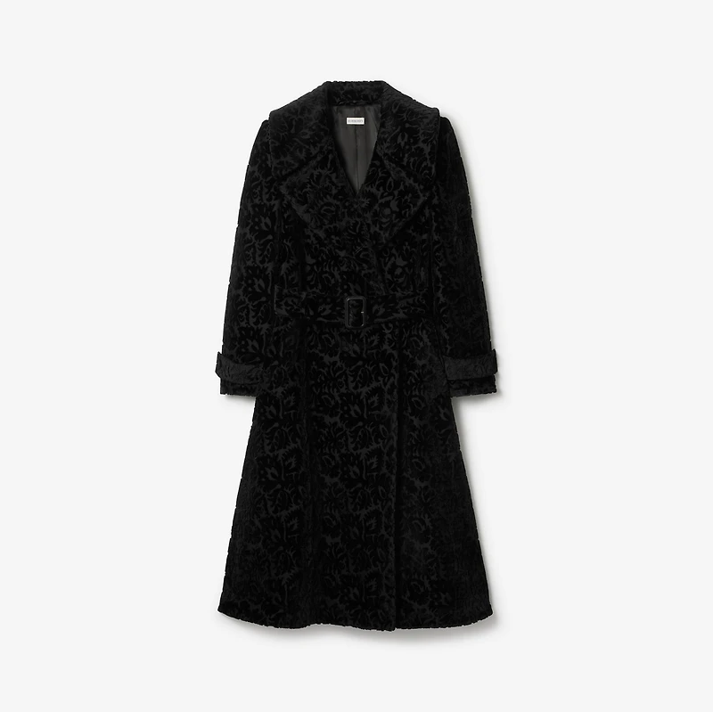 Vine Silk Blend Velvet Tailored Coat in Black - Women | Burberry® Official