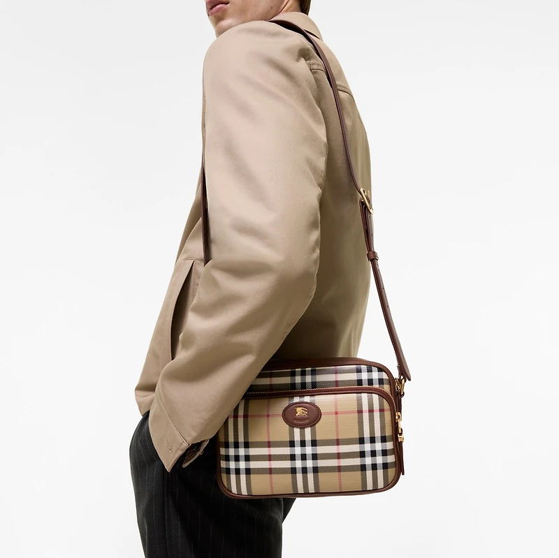 Check Pocket Crossbody Bag in Archive beige - Men, Cotton | Burberry® Official