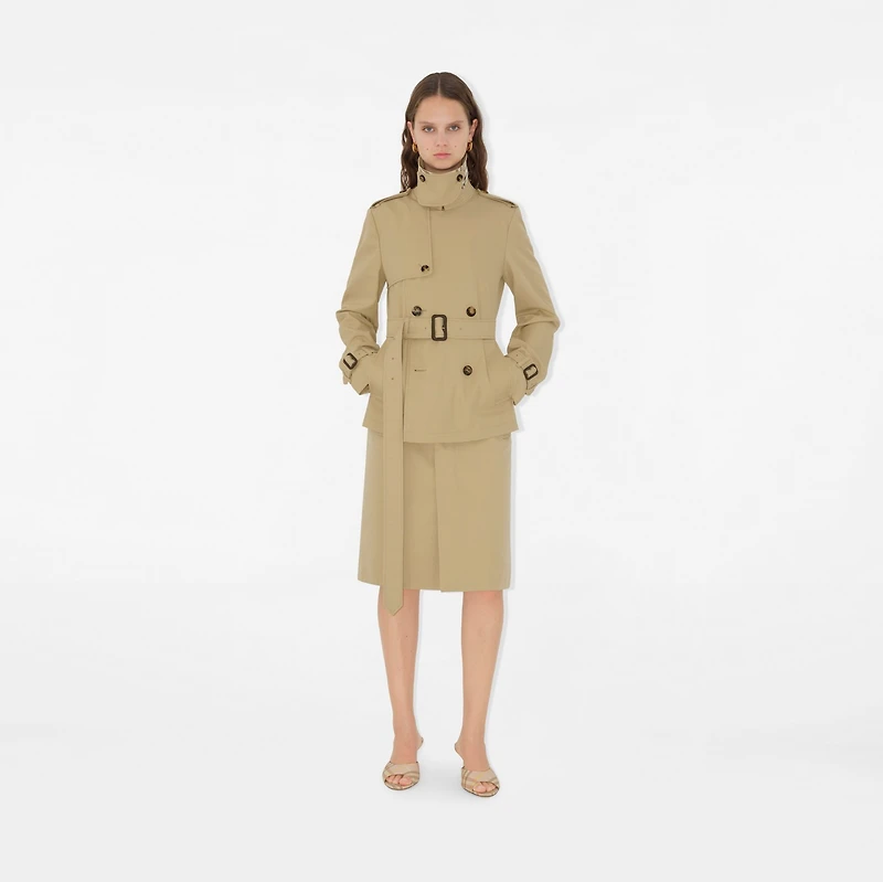 Cotton Blend Trench Jacket in Beige - Women, Nylon | Burberry® Official