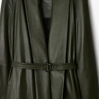 Leather Wrap Coat in Shale - Women | Burberry® Official