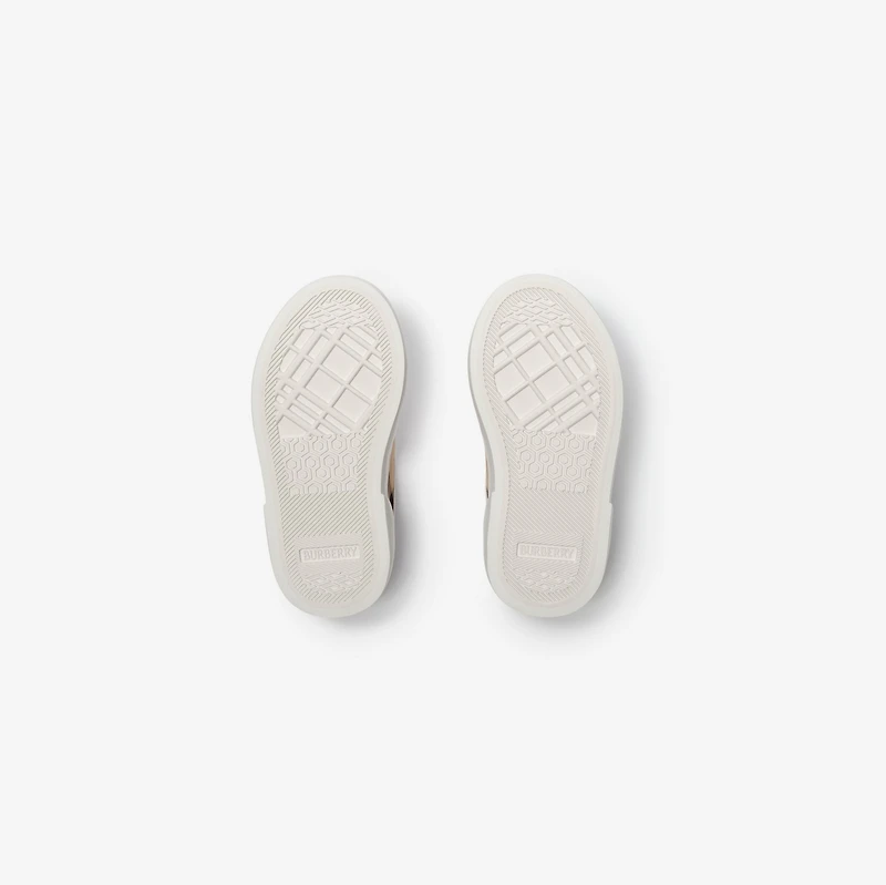 Check and Leather Sneakers in Sand beige - Children | Burberry® Official
