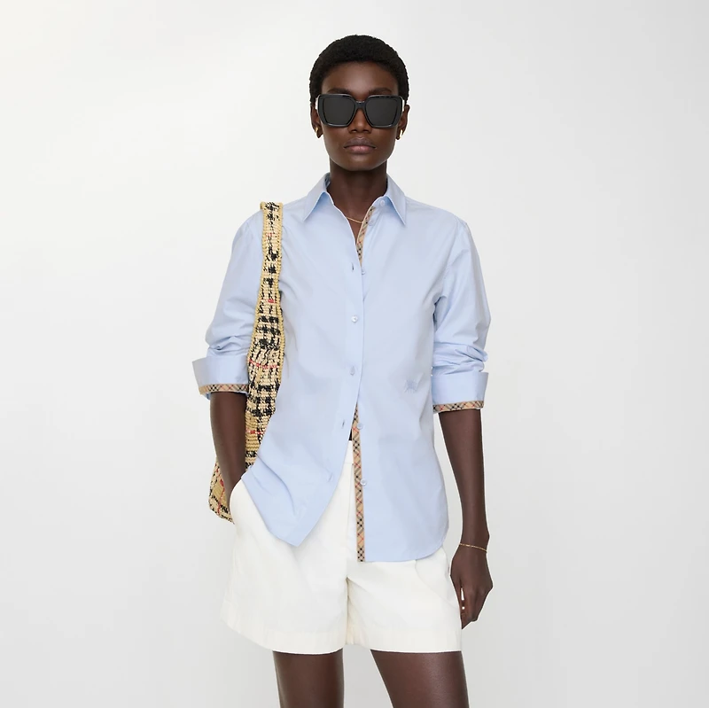 Regular Fit Cotton Poplin Formal Shirt in Agapanthus blue - Women | Burberry® Official