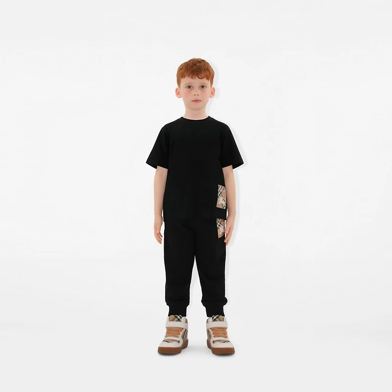 Check Label Cotton T-shirt in Black | Burberry® Official