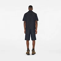 Relaxed Fit Check Denim Shirt in Indigo blue - Men, Cotton | Burberry® Official