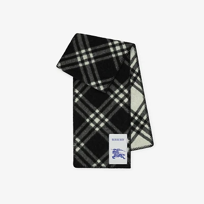 Check Wool Scarf in Black | Burberry® Official