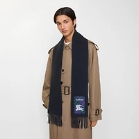 Check Label Cashmere Scarf in Bugle blue | Burberry® Official