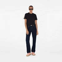 Check Trim Cotton T-shirt in Black - Women | Burberry® Official