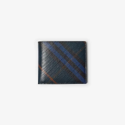 Check Bifold Wallet in Midnight - Men, Cotton, Linen | Burberry® Official