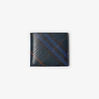 Check Bifold Wallet in Midnight - Men, Cotton, Linen | Burberry® Official