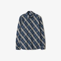 Relaxed Fit Check Cotton Shirt in Pilot blue - Men | Burberry® Official