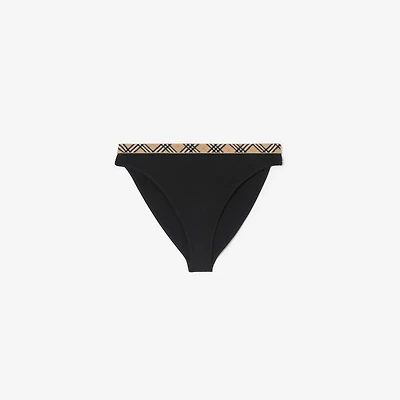 Check Trim Bikini Briefs in Black - Women, Nylon | Burberry® Official