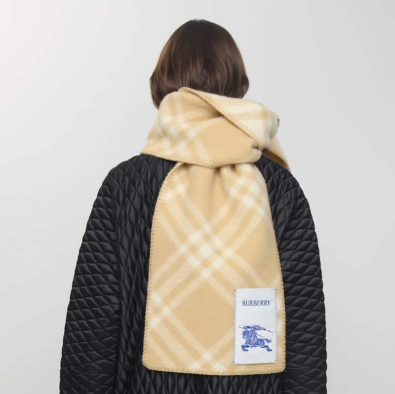 Check Wool Scarf in Sand | Burberry® Official