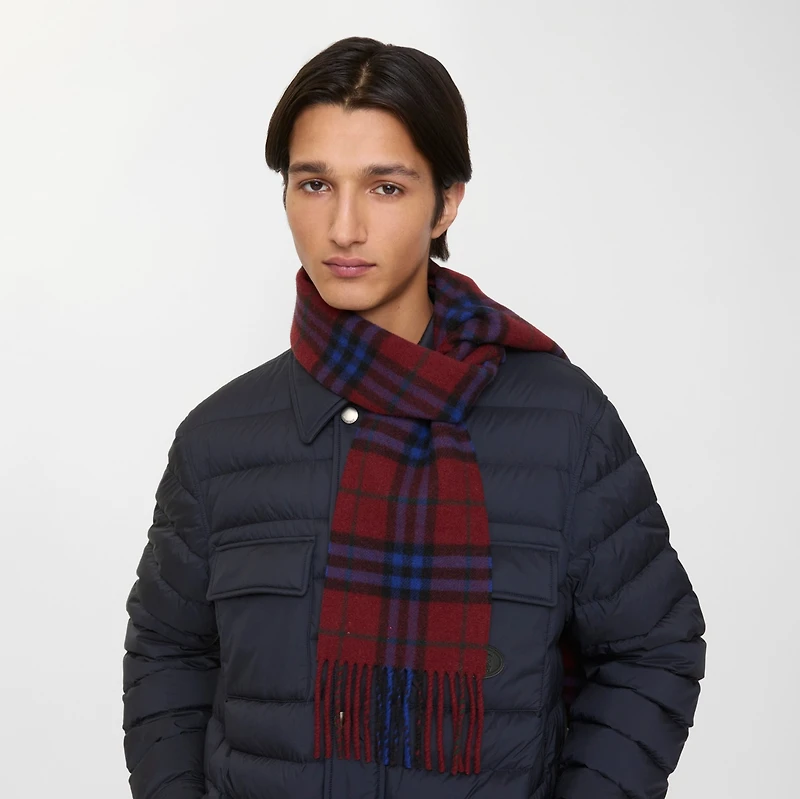 Narrow Check Cashmere Scarf in Sash red | Burberry® Official