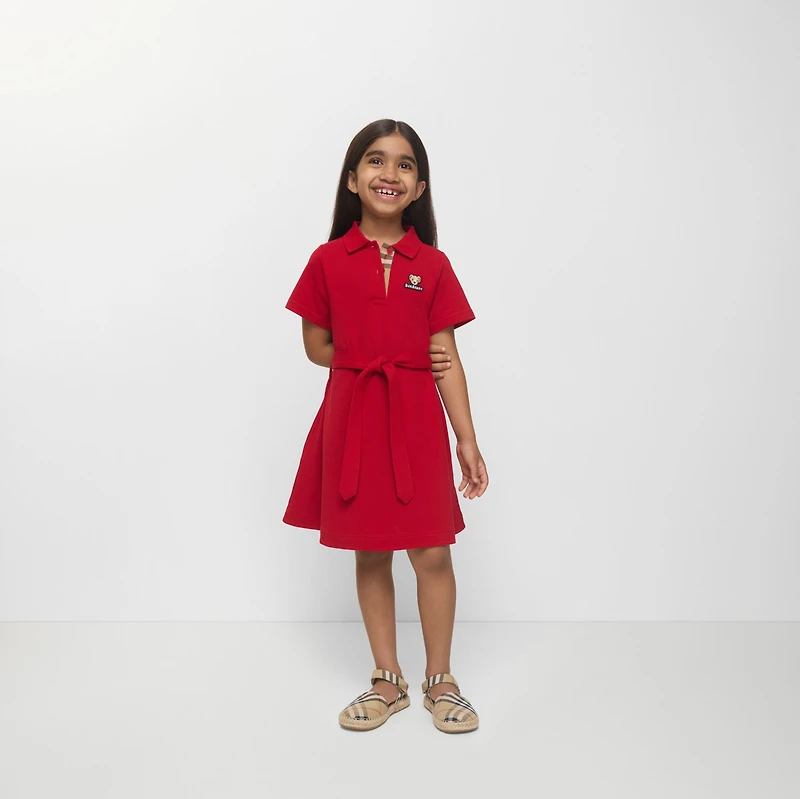 Cotton Polo Shirt Dress in Poppy red | Burberry® Official