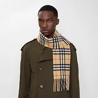 Narrow Check Cashmere Scarf in Sand | Burberry® Official