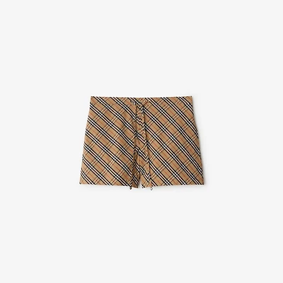 Check Cotton Pyjama Shorts in Sand - Women | Burberry® Official