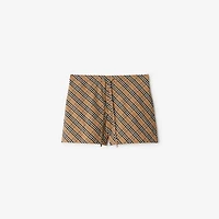 Check Cotton Pyjama Shorts in Sand - Women | Burberry® Official