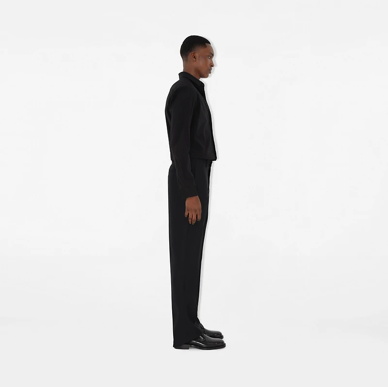 Slim Fit Stretch Cotton Shirt in Black