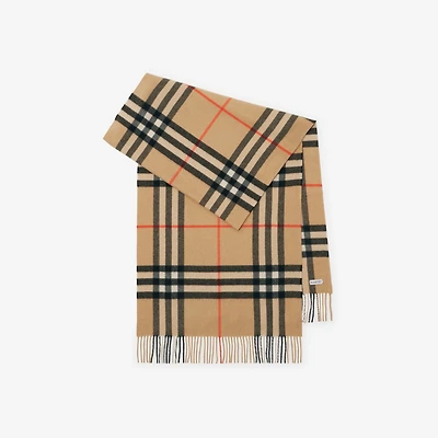 Wide Check Cashmere Scarf in Sand | Burberry® Official