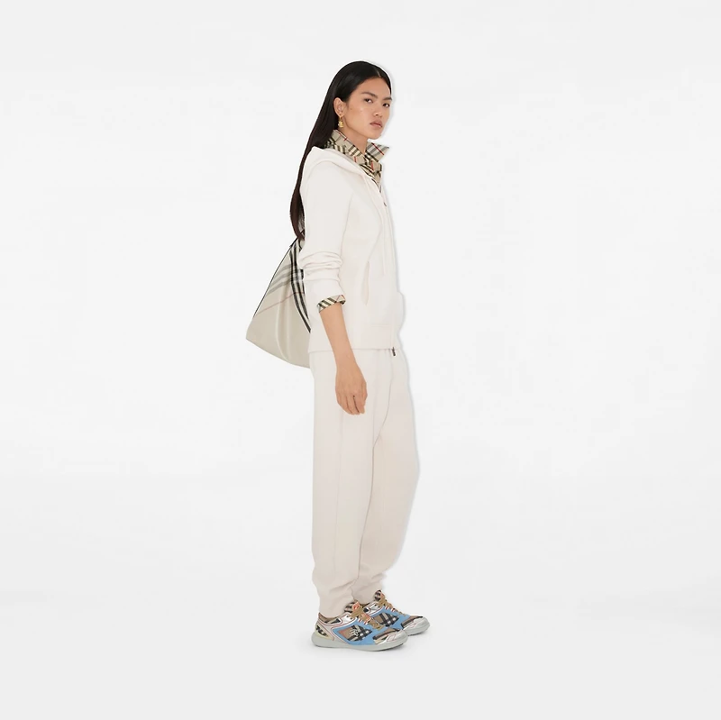 Cashmere Blend Zip Hoodie in Chalk - Women | Burberry® Official