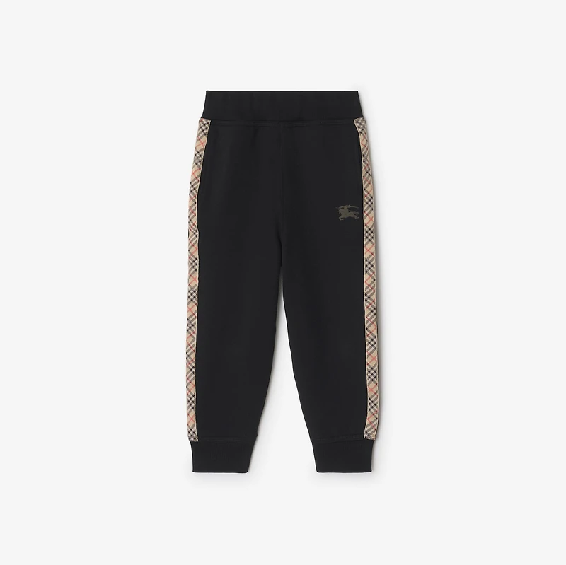 Check Trim Cotton Jogging Pants in Black | Burberry® Official