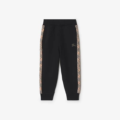 Check Trim Cotton Jogging Pants in Black | Burberry® Official
