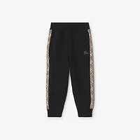 Check Trim Cotton Jogging Pants in Black | Burberry® Official