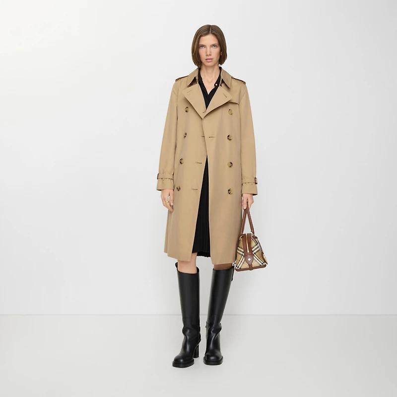 Long Kensington Heritage Trench Coat in Honey - Women, Cotton Gabardine | Burberry® Official
