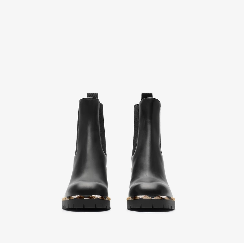 Leather Gravel Heel Chelsea Boots​ in Black - Women | Burberry® Official