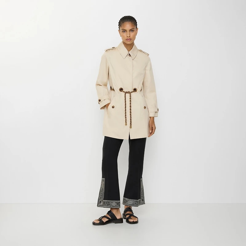 Short Gabardine Stonehaven Car Coat in Clam beige - Women, Cotton Gabardine | Burberry® Official
