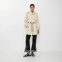 Short Gabardine Stonehaven Car Coat in Clam beige - Women, Cotton Gabardine | Burberry® Official