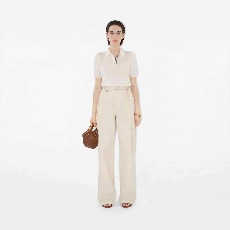 Wool Polo Shirt in Chalk - Women | Burberry® Official