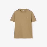 Check Trim Cotton T-shirt in Sparrow beige - Men | Burberry® Official