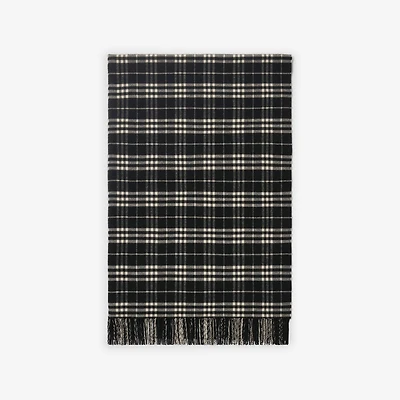 Check Wool Cashmere Blanket in Black/calico | Burberry® Official