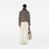 Cropped Check Quilted Cotton Jacket in Moss brown/ink grey - Women | Burberry® Official