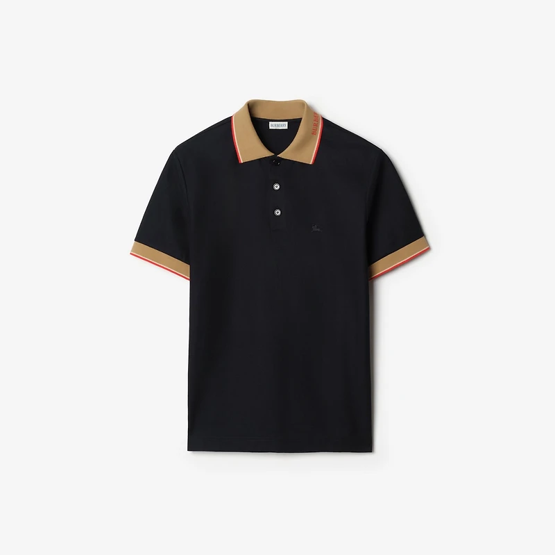Logo Collar Cotton Polo Shirt in Navy - Men | Burberry® Official