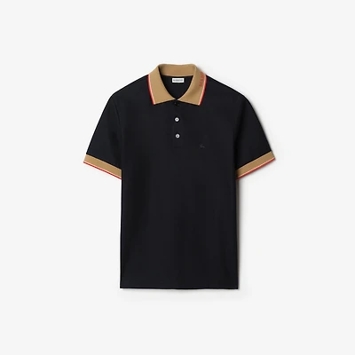 Logo Collar Cotton Polo Shirt in Navy - Men | Burberry® Official