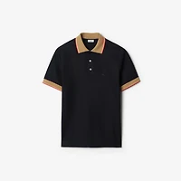 Logo Collar Cotton Polo Shirt in Navy - Men | Burberry® Official