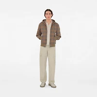 Check Cotton Blend Zip Hoodie in Nut - Men | Burberry® Official