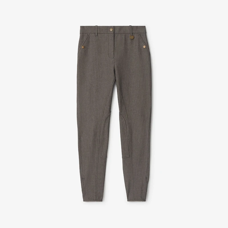 Herringbone Stretch Cotton Jodhpurs in Walnut brown/taupe beige - Women | Burberry® Official