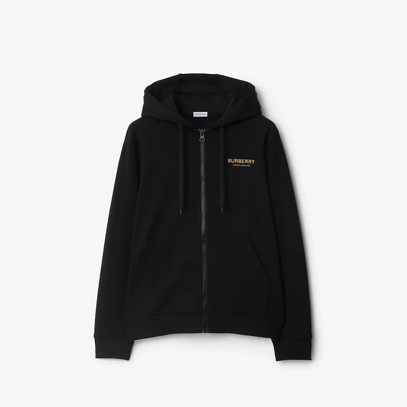 Cotton Zip Hoodie in Black - Men | Burberry® Official