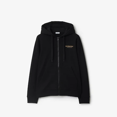 Cotton Zip Hoodie in Black - Men | Burberry® Official