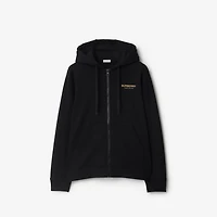 Cotton Zip Hoodie in Black - Men | Burberry® Official