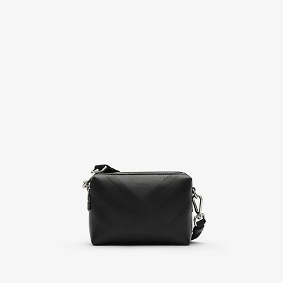 Embossed Check Crossbody Bag in Black - Men, Leather | Burberry® Official