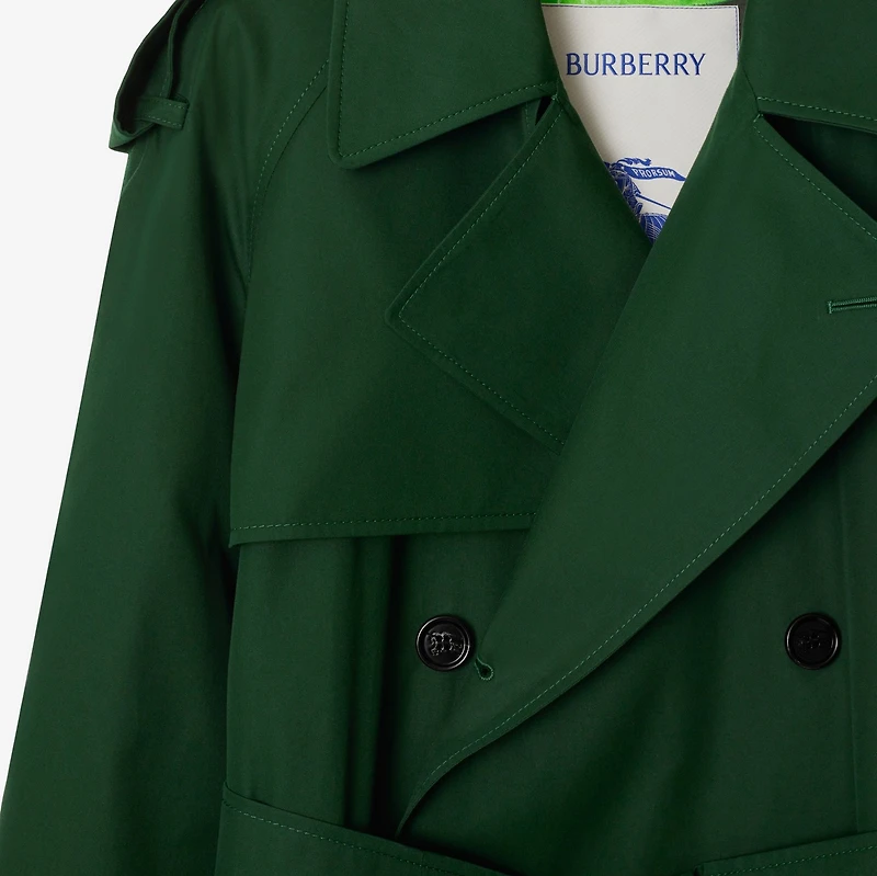 Long Highgrove Castleford Trench Coat in Ivy - Women, Cotton Gabardine | Burberry® Official