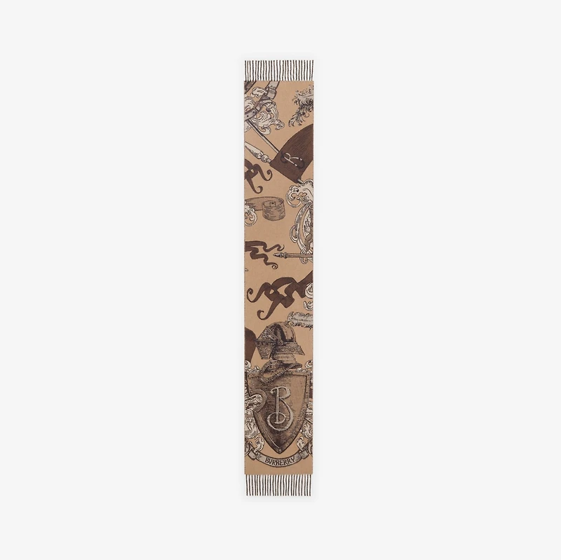 Etched Knight Cashmere Scarf in Sand | Burberry® Official
