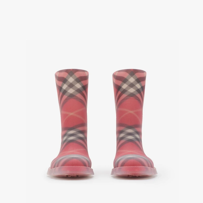 Check Rubber Marsh High Boots in Poppy red