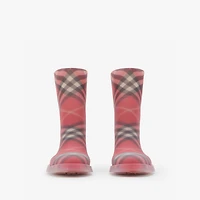 Check Rubber Marsh High Boots in Poppy red
