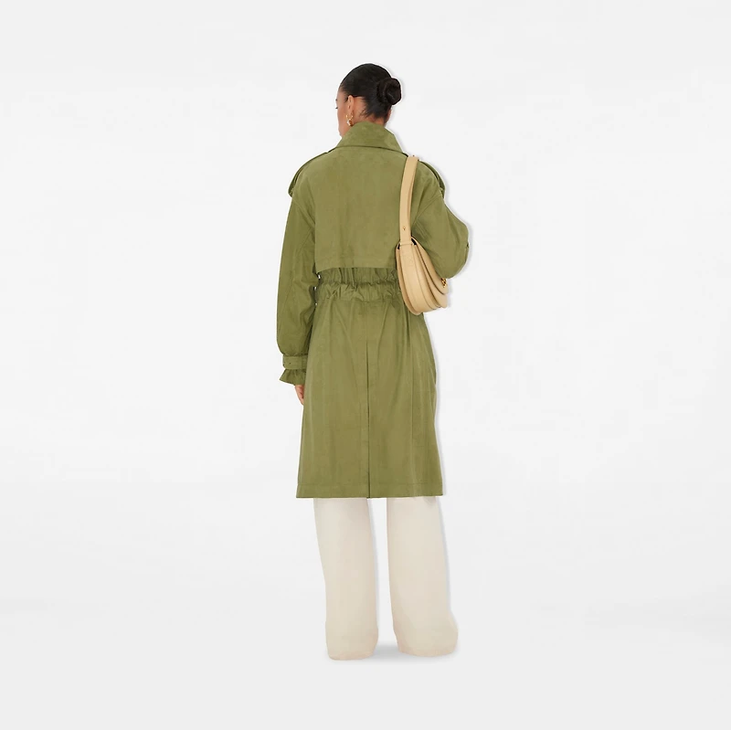 Long Nubuck Trench Coat in Wreath - Women, Leather | Burberry® Official